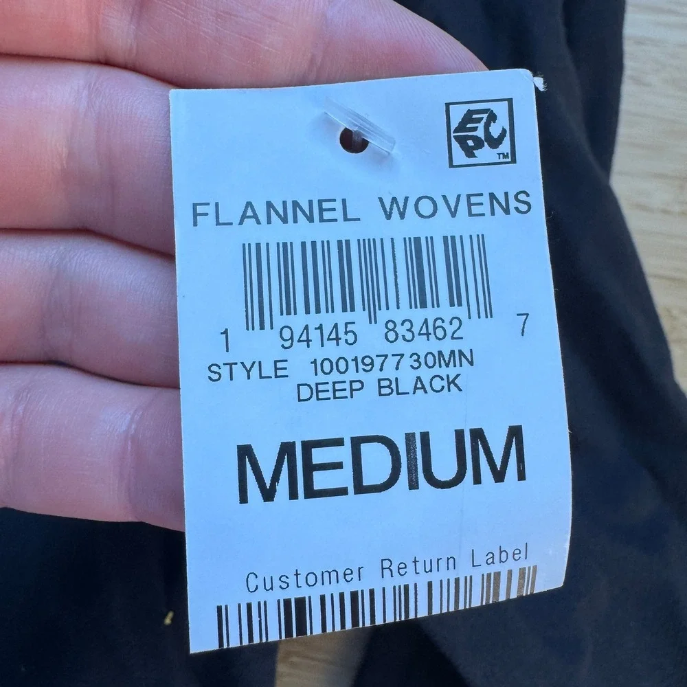 Mode of One Mens Relaxed Fit Flannel Shirt Deep Black 100197730MN Medium NWT